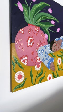 Mantel floral, 80x100 cm, acrílico sobre lienzo
