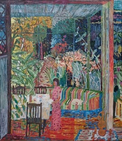 Evening on the veranda , 80x70 cm, oil on canvas