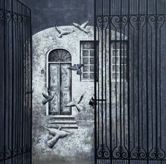 Il mio cortile, 110x110 cm, acrilico , Tela