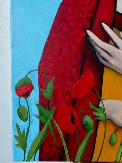 Stepping on a field of blooming poppies , 80 x 60 cm, acrylique, toile
