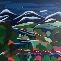 Berglandschaft, 100 × 100 cm, Acryl auf Leinwand