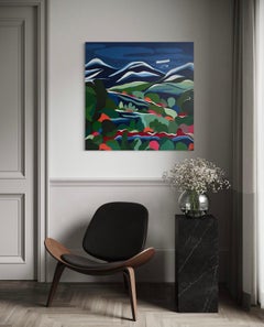 Berglandschaft, 100 × 100 cm, Acryl auf Leinwand