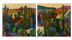 Diptych, Landscape with cacti , 80x160cm, acrylic on canvas