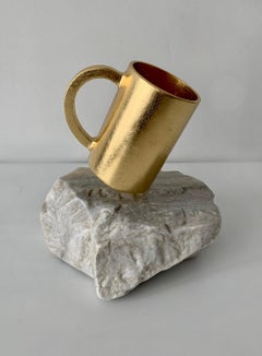 Tea Cup, metal and marble sculpture