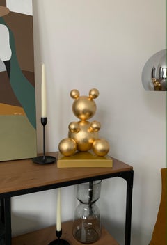 Gold Leaf Imitation 2.0 Metal Bear, animal minimalist sculpture 2020