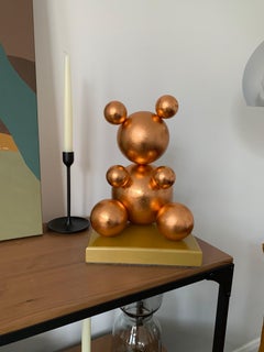 Red Gold Leaf Imitation 1.0 Metal Bear animal minimalist Sculpture, 2020