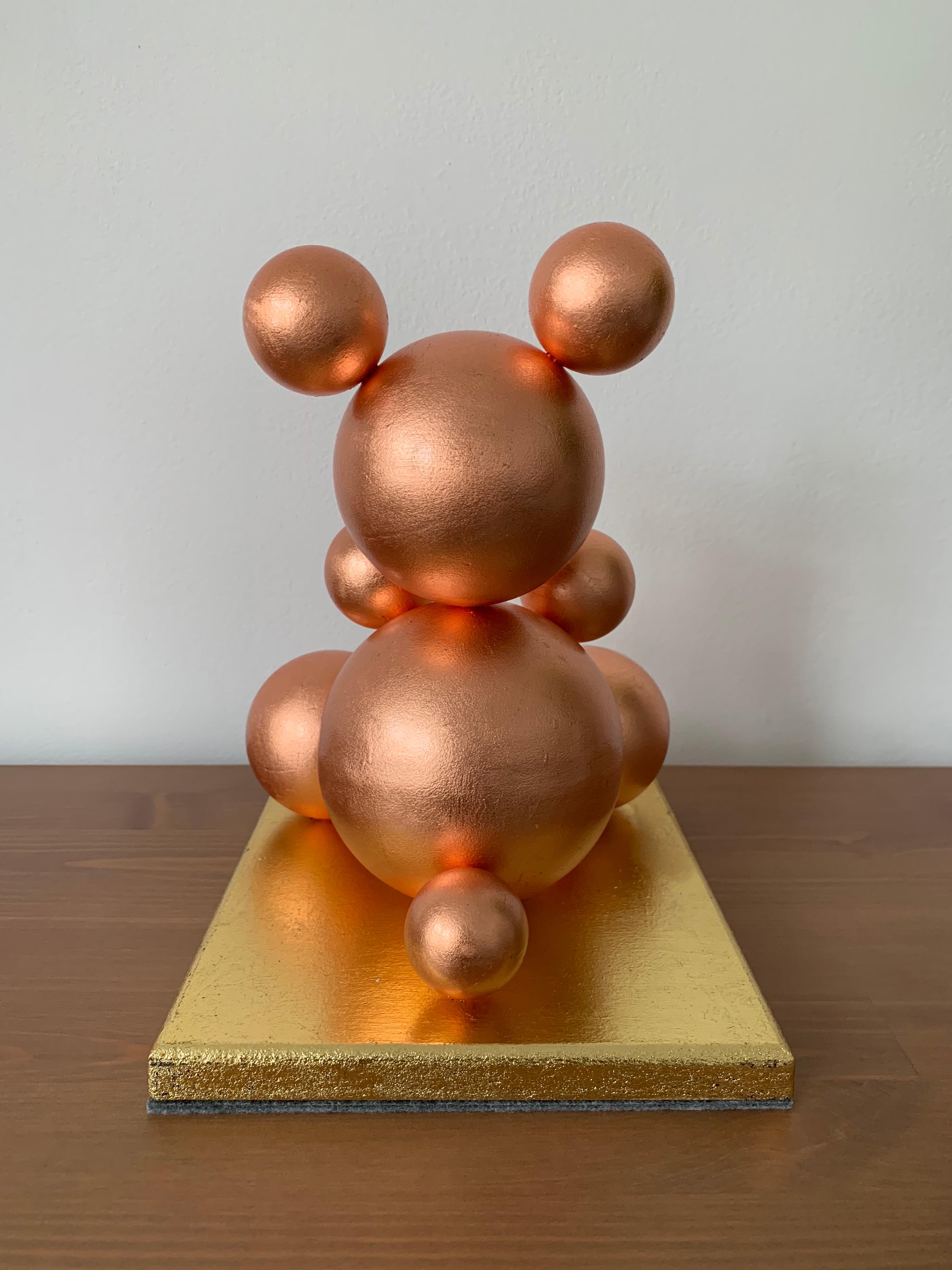 Cooper and Gold Leaf Imitation Bear, animal minimalist sculpture 2020 2