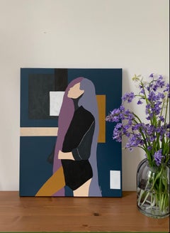 Violet: alone, woman abstract portrait painting, 2021