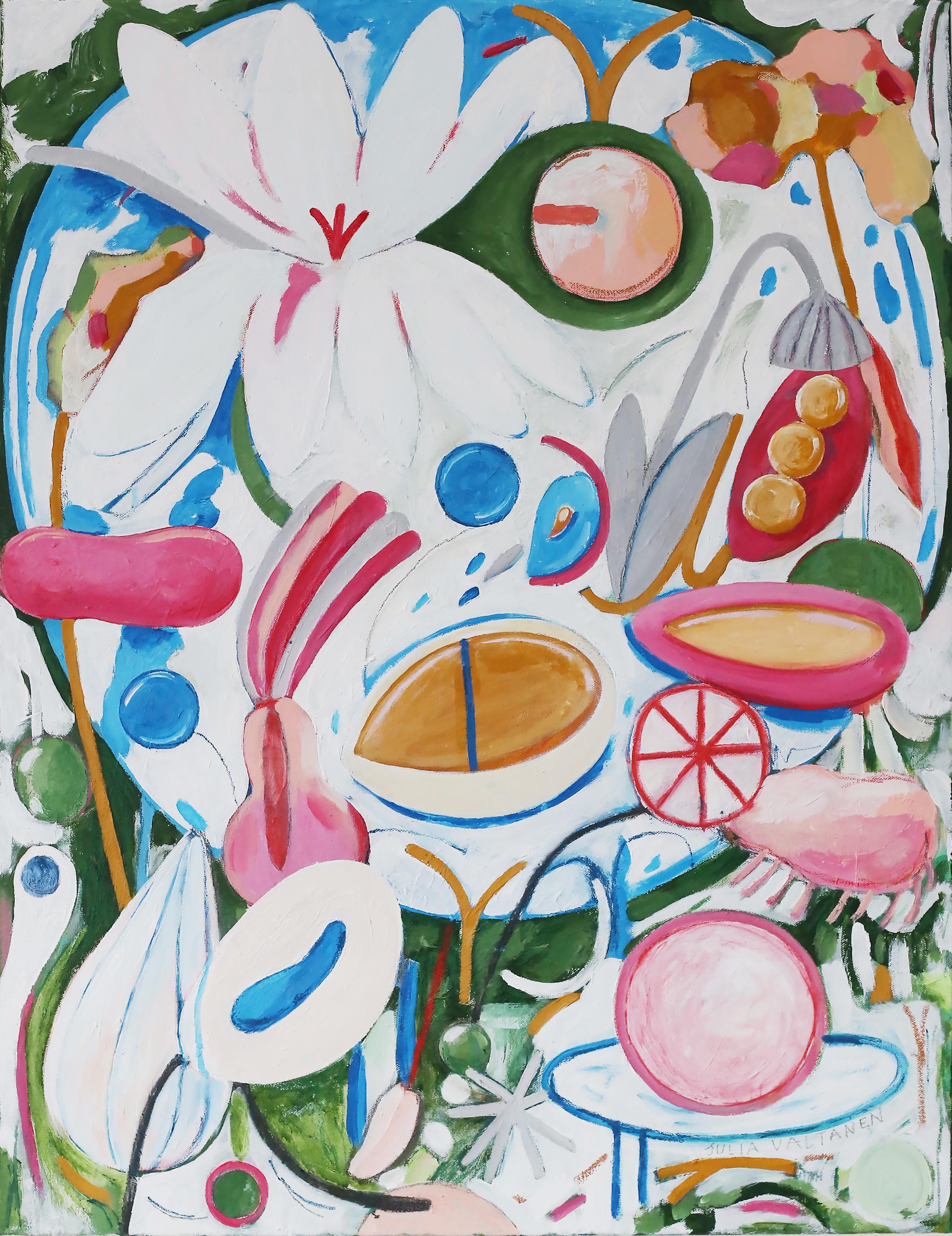 Julia Valtanen Abstract Painting - White Lilly, 80x60cm