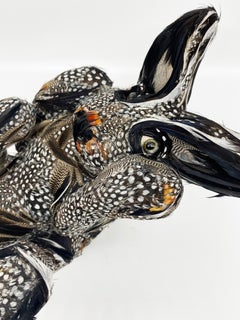 Maurice, Rabbit,  feathers on resin, animal sculpture Laurence Le Constant
