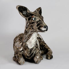 Sophia, Doe, Recycled feathers on resin sculpture