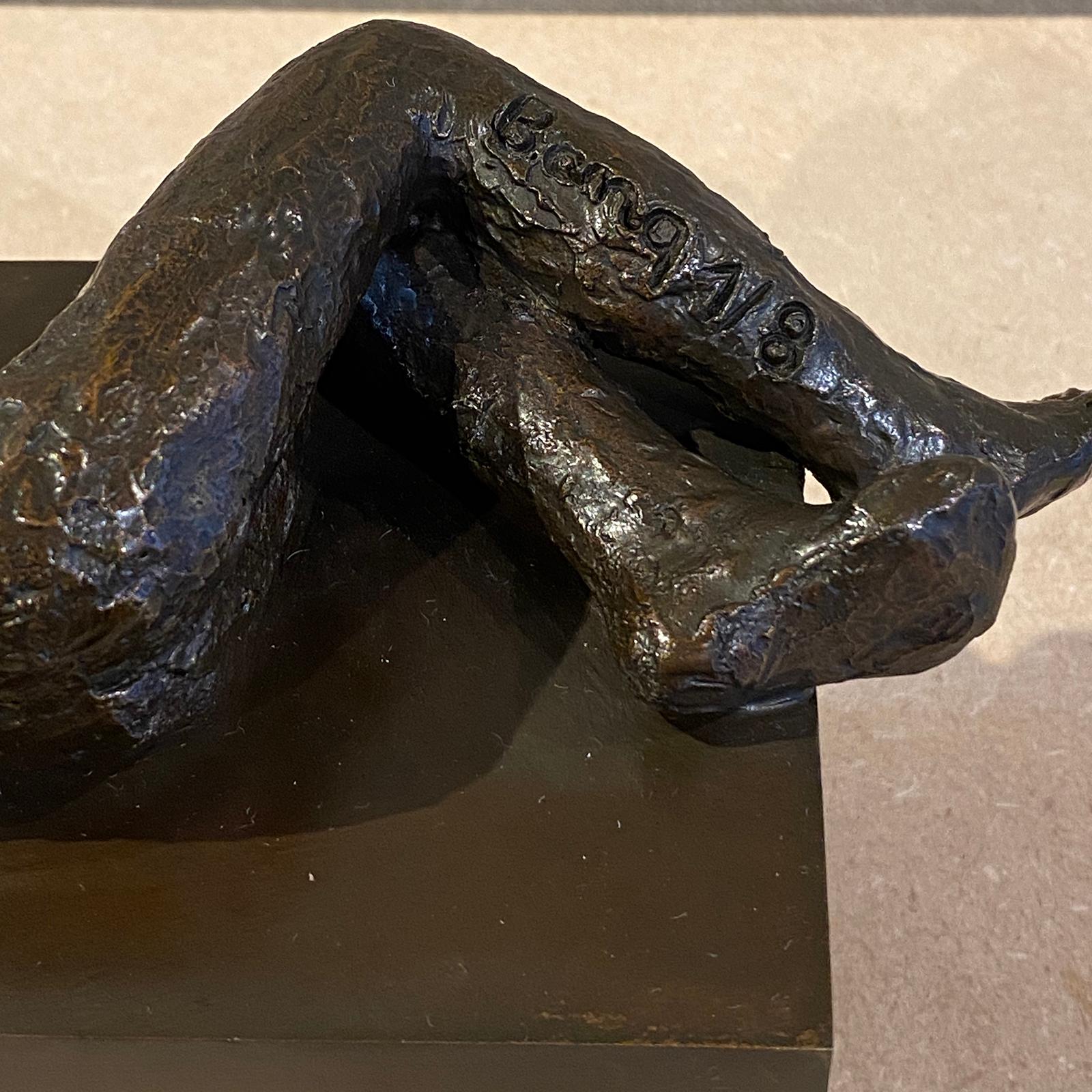 Le dormeur, figurative bronze sculpture by Maguy Banq minimalist man sleeping For Sale 2