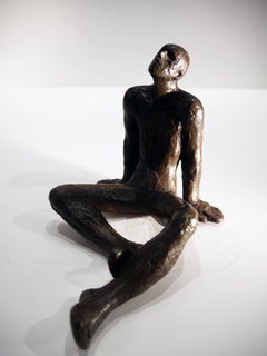 L'homme assis, sculpture bronze, figurative human figure, contemplation by Banq