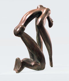 Kneeling . Sculpture Bronze Nude Woman Interior Modern