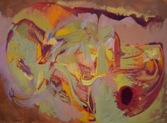 Its still life 8 - Mauve, Yellow, Orange, Light Green Abstract Expression