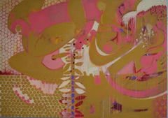 Its still life 7 - Abstract, Mustard, Pink, white, Honeycomb shapes