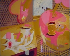 Its still life 5 - Pink, Red, Purple, Mustard, Cezanne & Braque influence