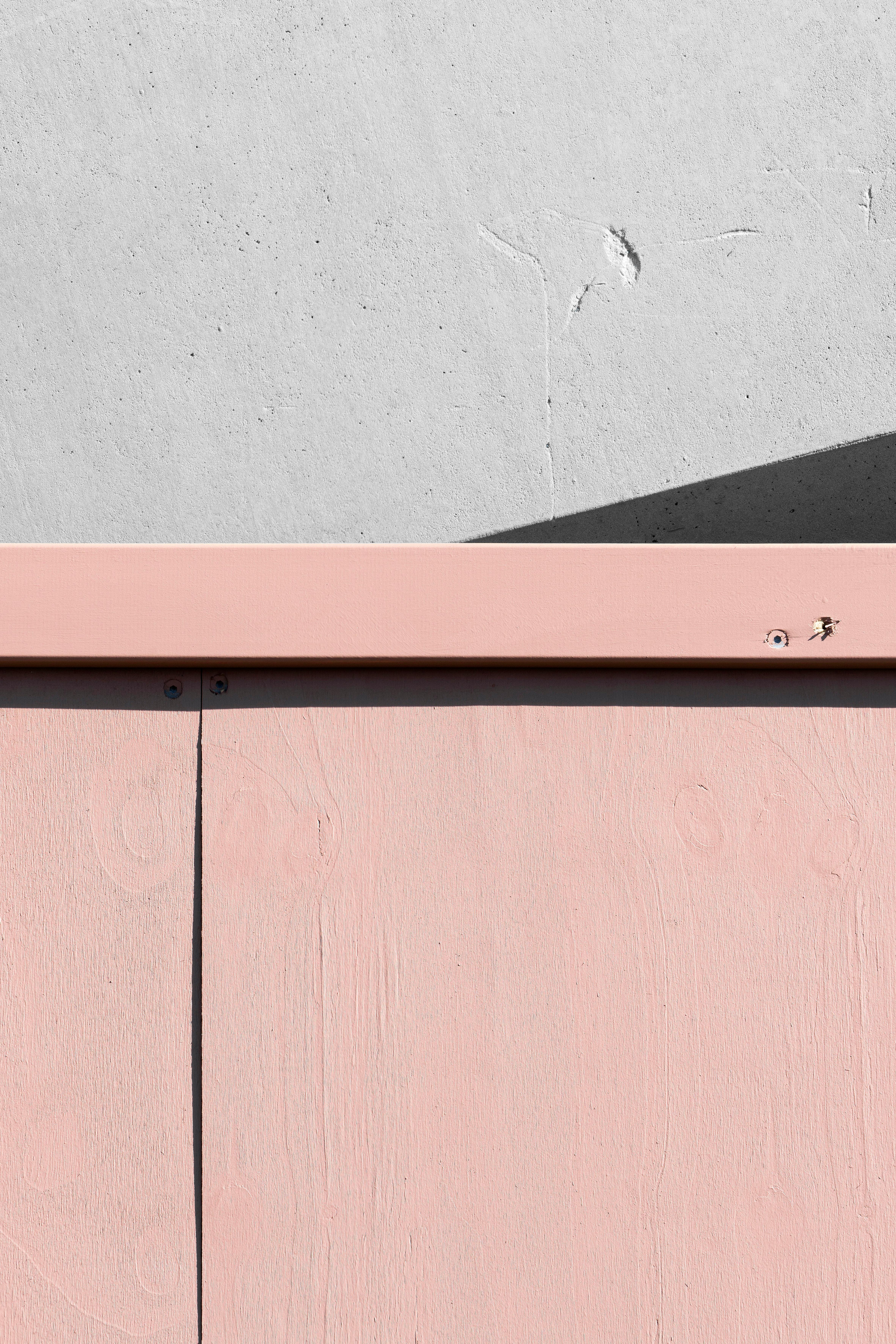 Jon Setter Color Photograph - Pink and Grey - focuses on mundane urban landscape, Photographic, looking up.