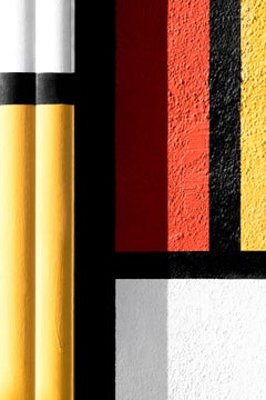 Philly Mondrian 2 - focuses on lines in urban landscape, red, yellow, black