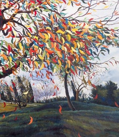 Fluttering Leaves - Painted in softer colours reds, blues, yellow, green.