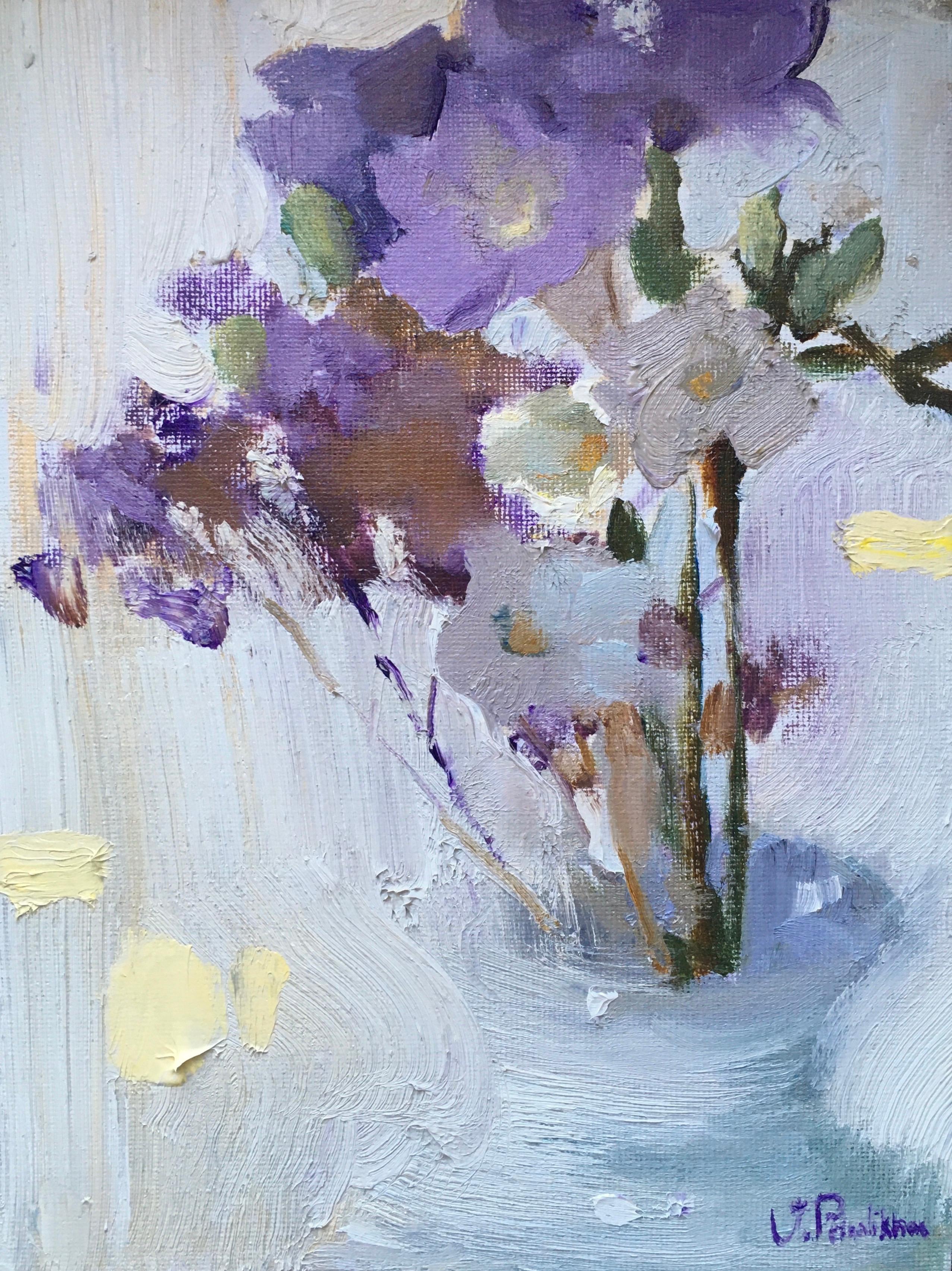 Freesia - 21st Century Contemporary Minimalist Floral Oil Painting 