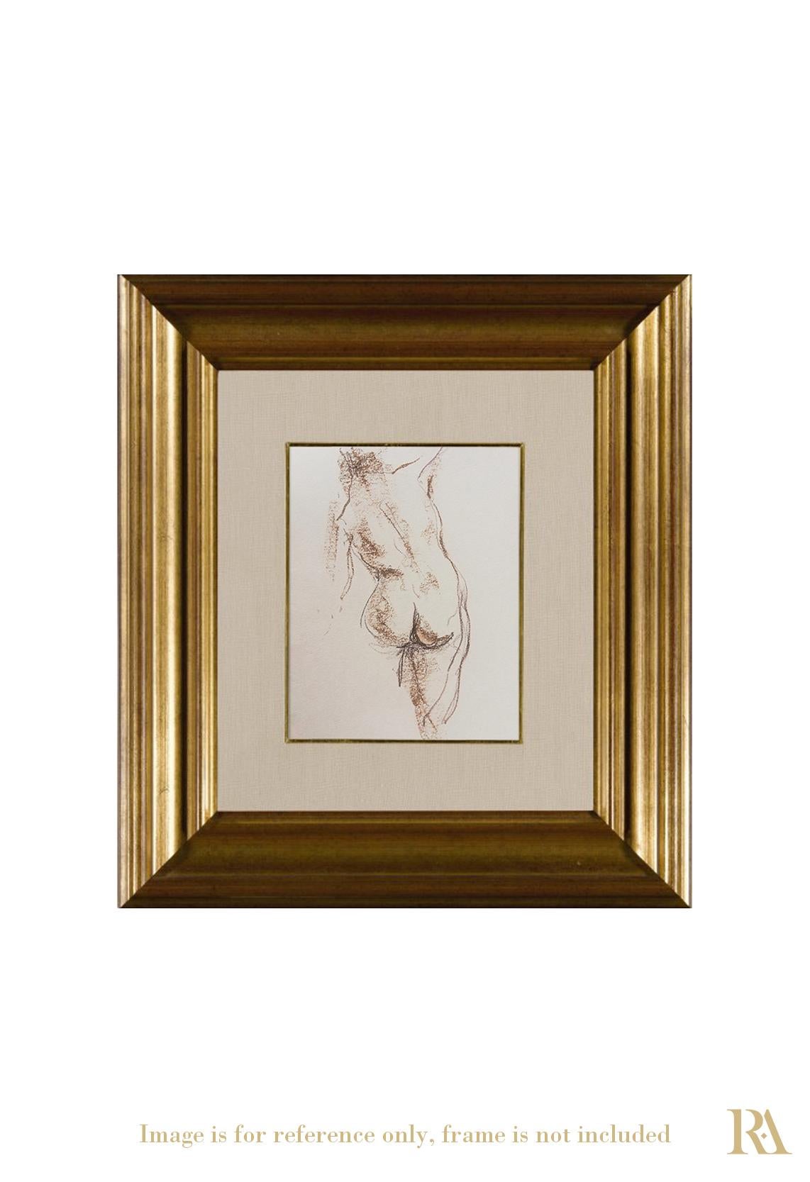 Nude Sketch Nº1 - 21st Century Contemporary Minimal Sepia on Paper Nude Drawing - Art by Yaroslava Tichshenko