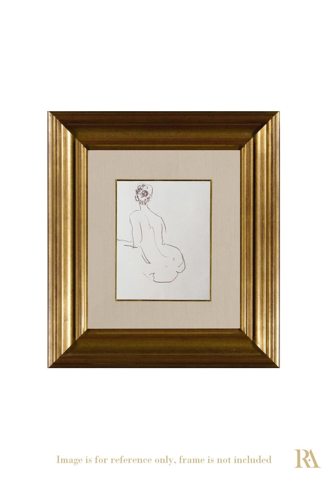 Nude Sketch Nº3 - 21st Century Contemporary Minimal Sepia on Paper Nude Drawing - Art by Yaroslava Tichshenko