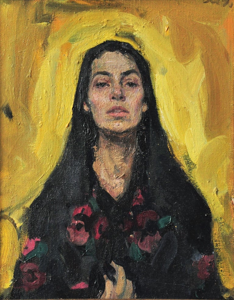 Self-Portrait. Soul Movement - 21st Century Contemporary Realism Oil Painting - Brown Portrait Painting by Yaroslava Tichshenko