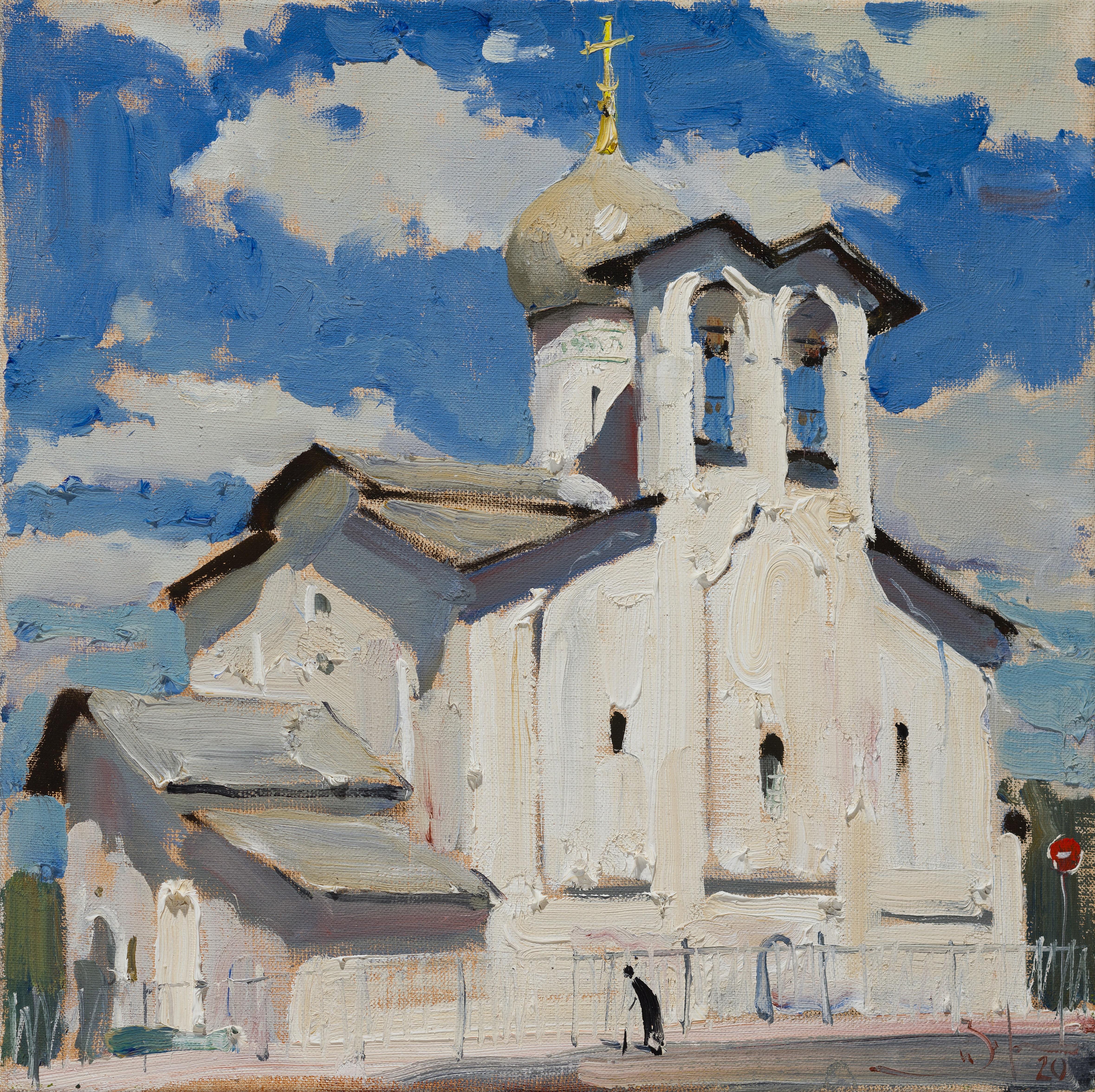 Ilya Zorkin Landscape Painting - Church of Peter and Paul in Pskov - 21st Century Contemporary Oil Painting