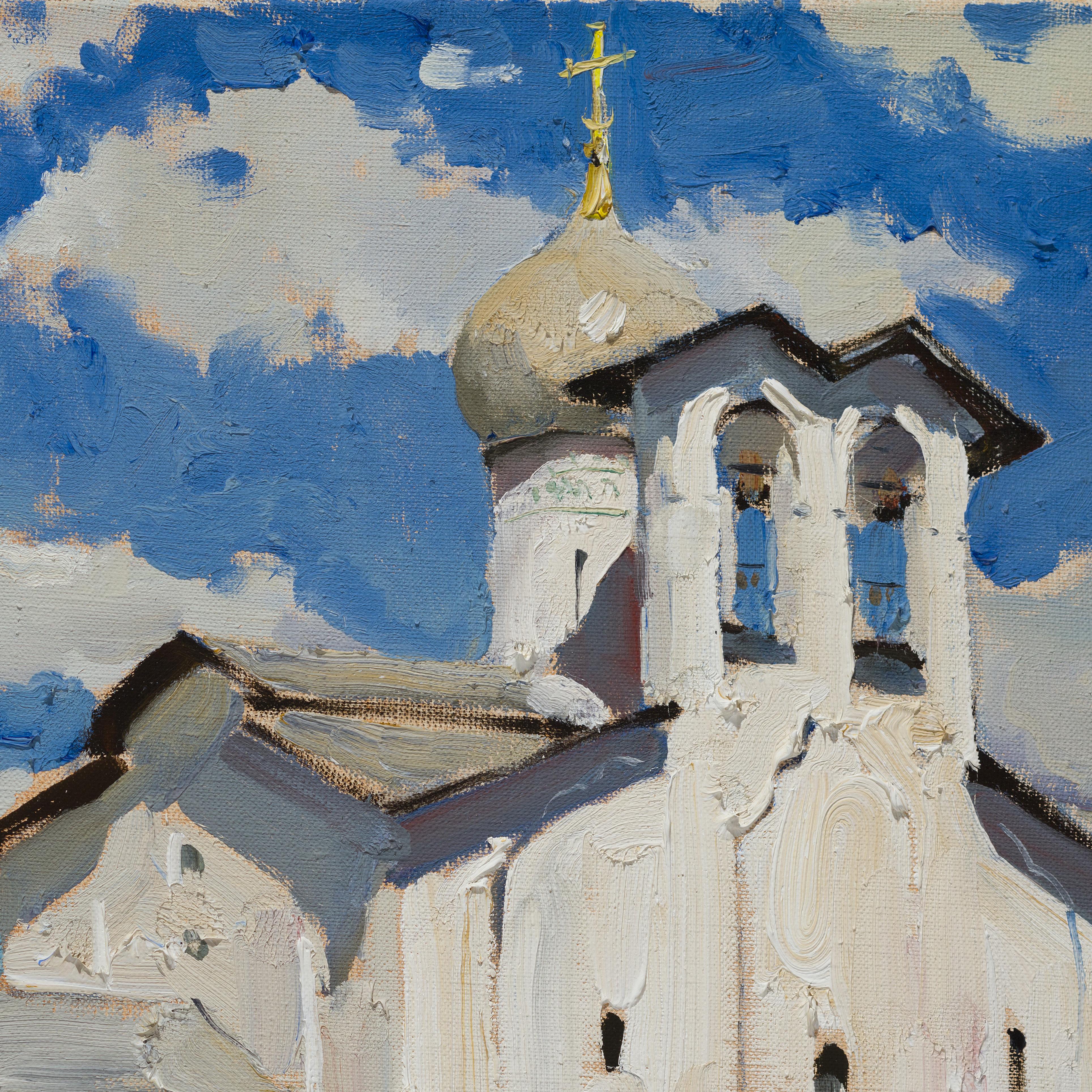 Church of Peter and Paul in Pskov - 21st Century Contemporary Oil Painting For Sale 1
