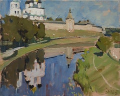 Pskov Kremlin - 21st Century Contemporary Landscape Oil Painting