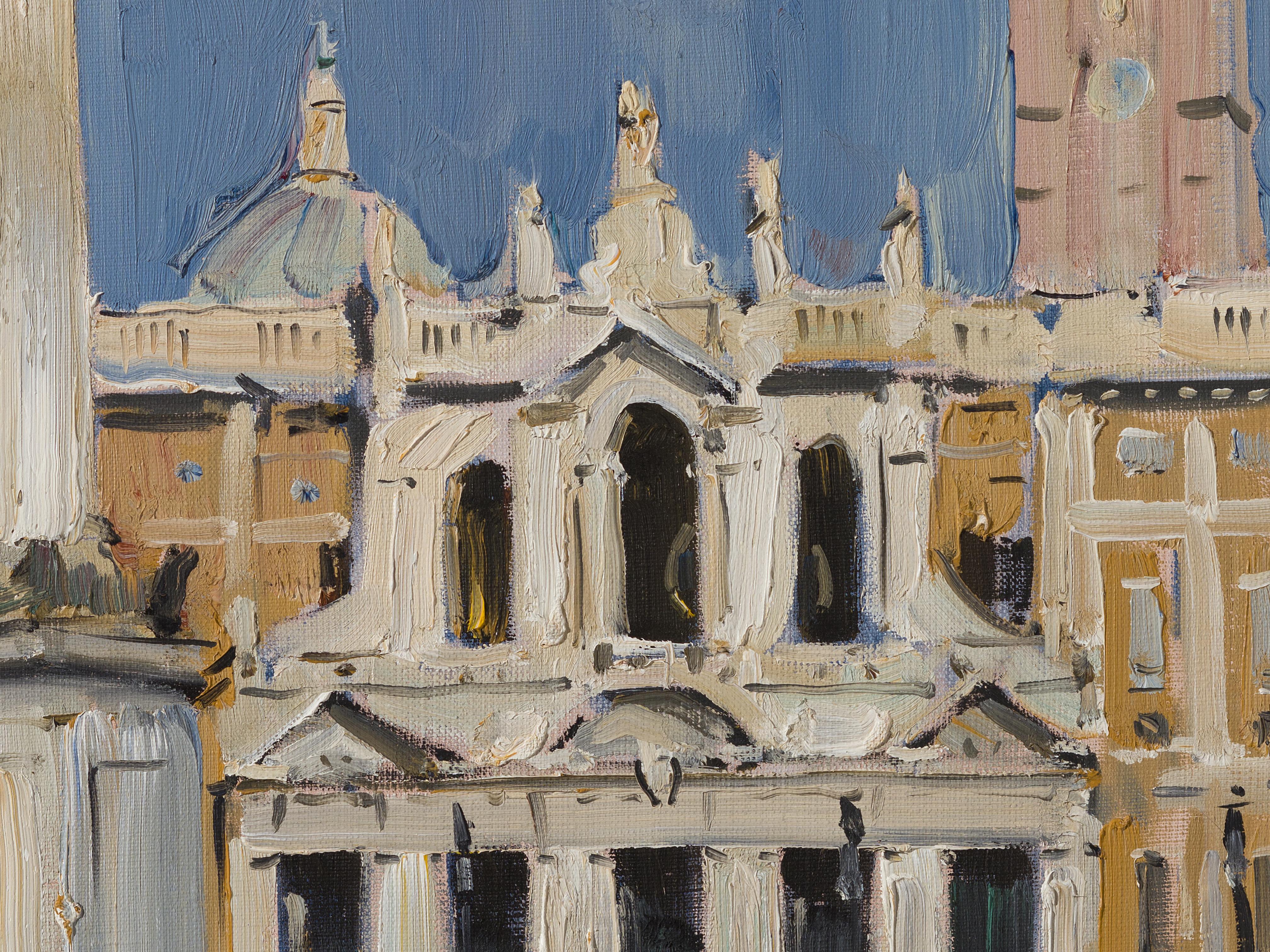 Santa Maria Maggiore in Rome - 21st Century Contemporary Oil Painting - Gray Landscape Painting by Ilya Zorkin