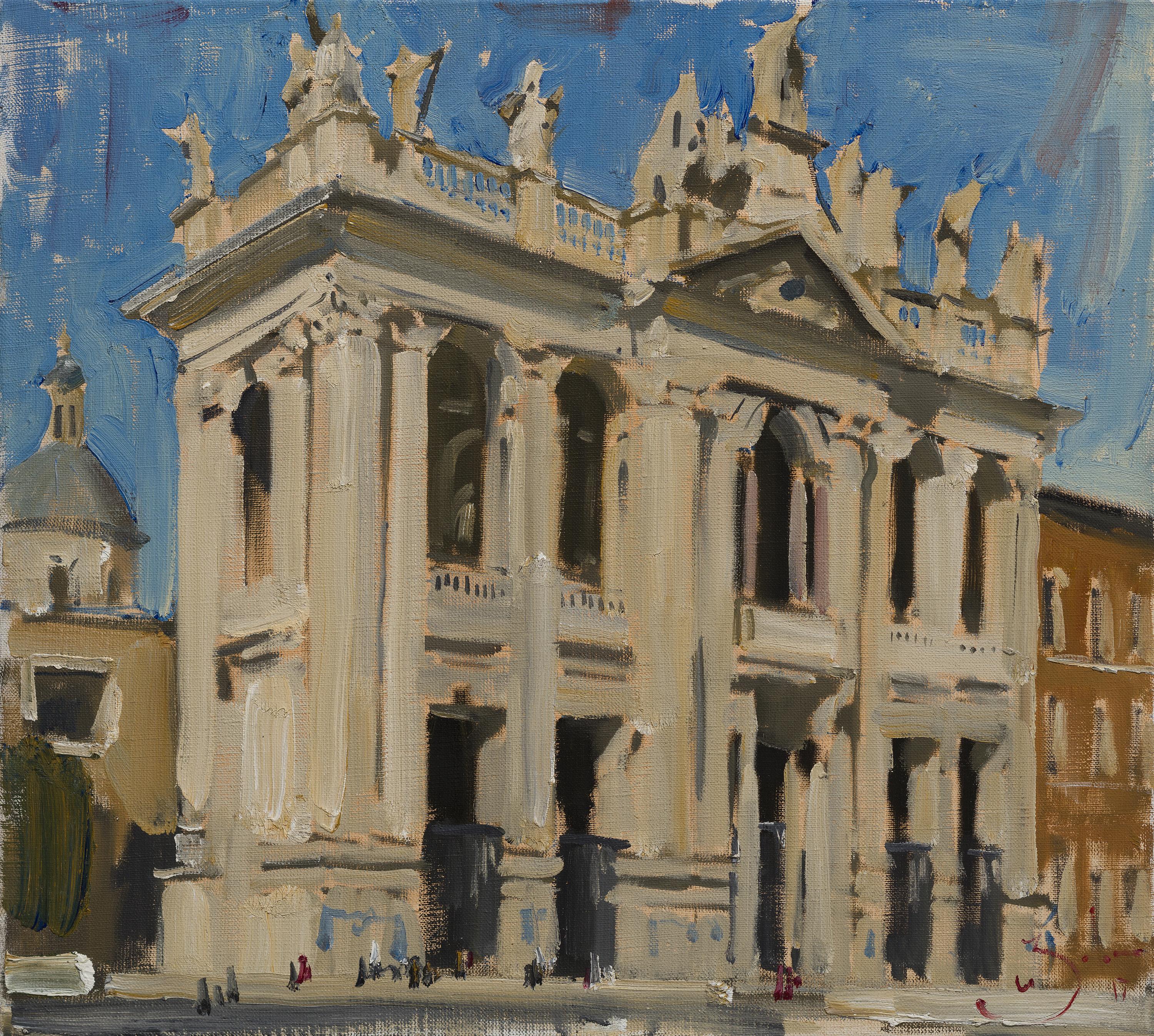 Ilya Zorkin Landscape Painting - Basilica di San Giovanni in Laterano - 21st Century Contemporary Rome Painting