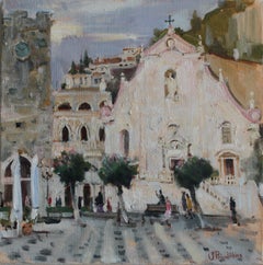 Taormina - 21st Century Contemporary Impressionist Italy Urban Oil Painting