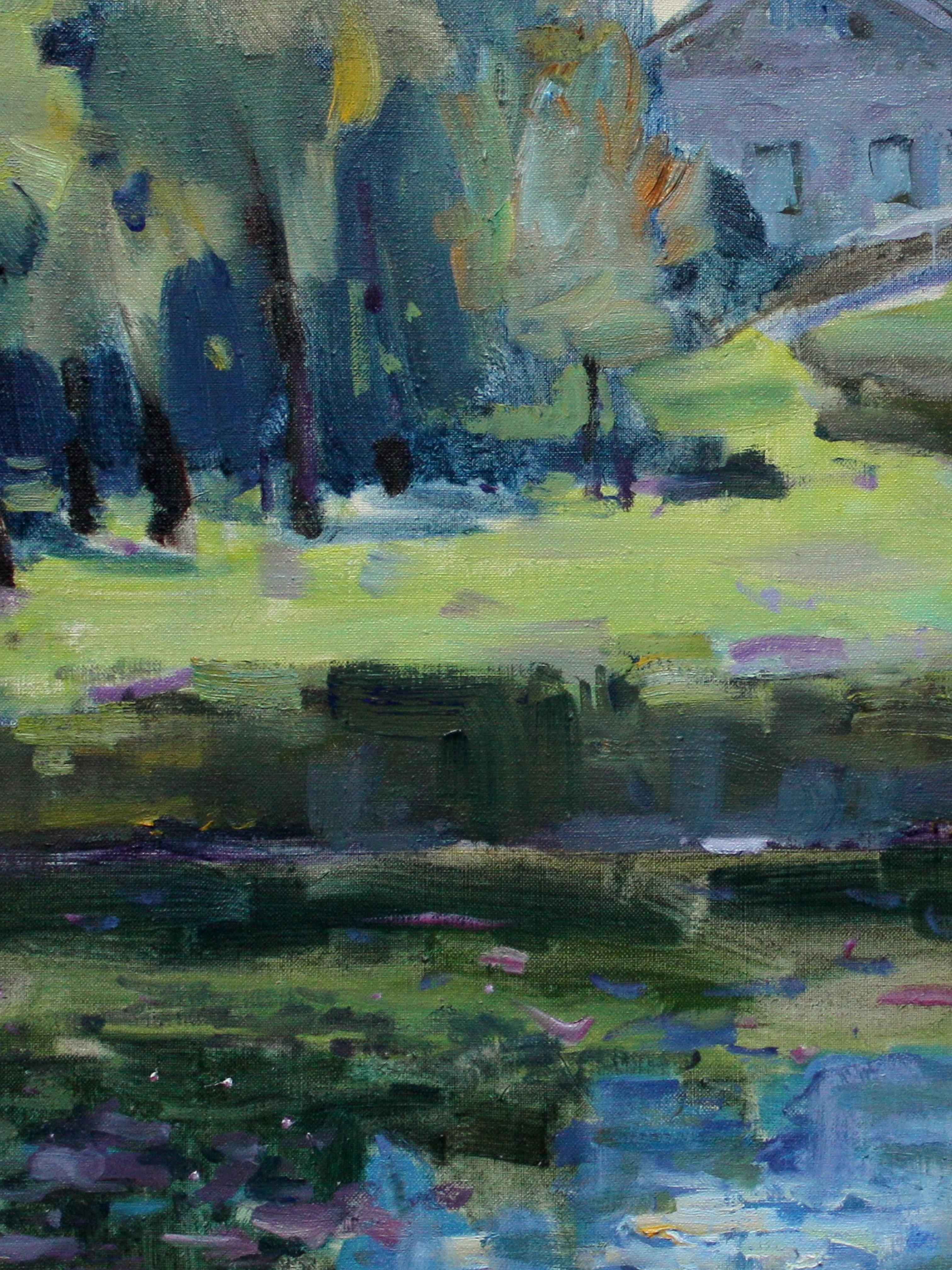 Summer Day - 21st Century Contemporary Impressionist Landscape Oil Painting - Gray Landscape Painting by Valeria Privalikhina