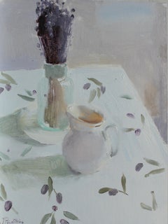 White Still Life - 21st Century Contemporary Impressionist Minimalist Painting