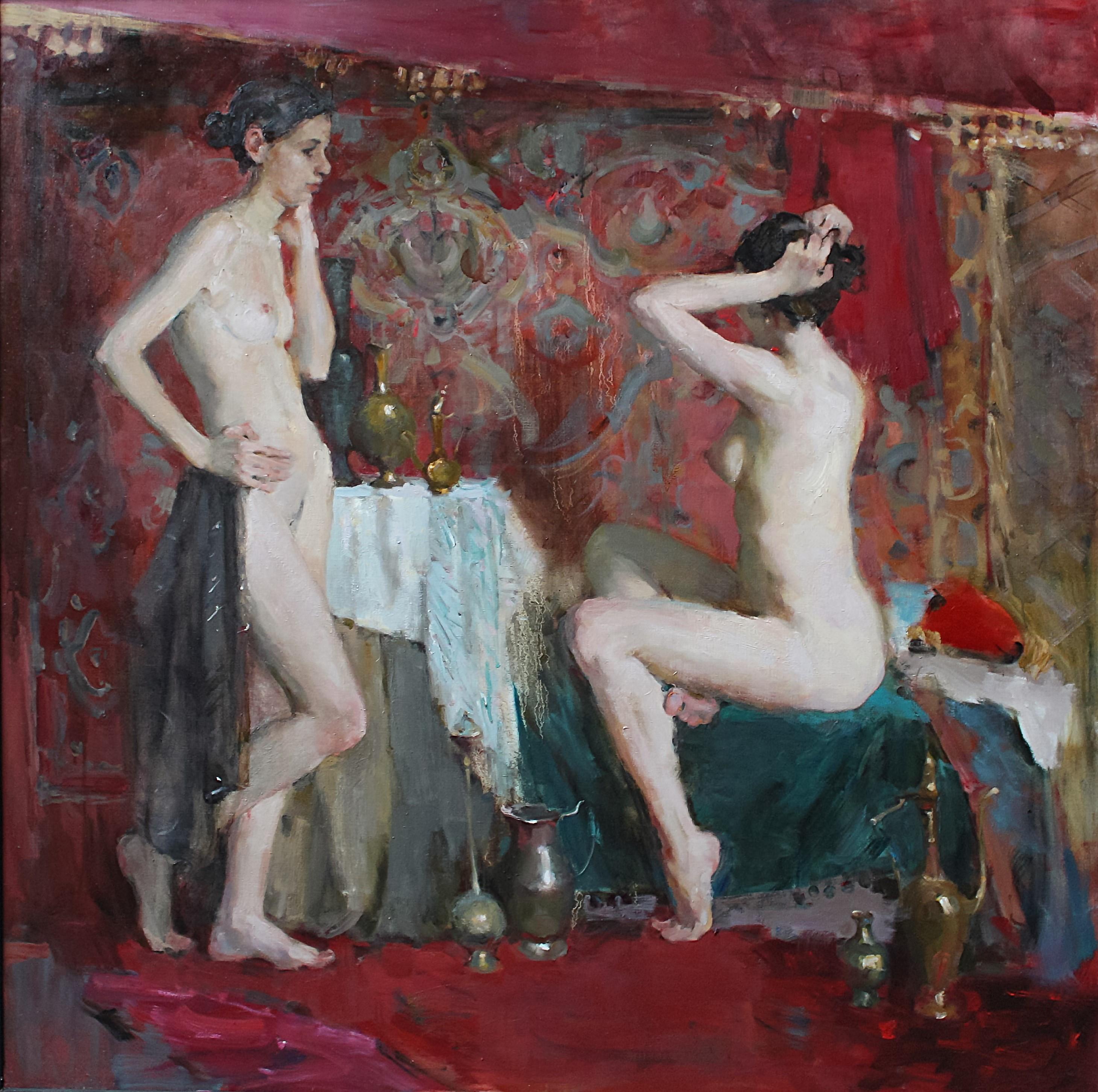 Valeria Privalikhina Nude Painting - Oriental Nudes - 21st Century Contemporary Classical Figure Oil Painting