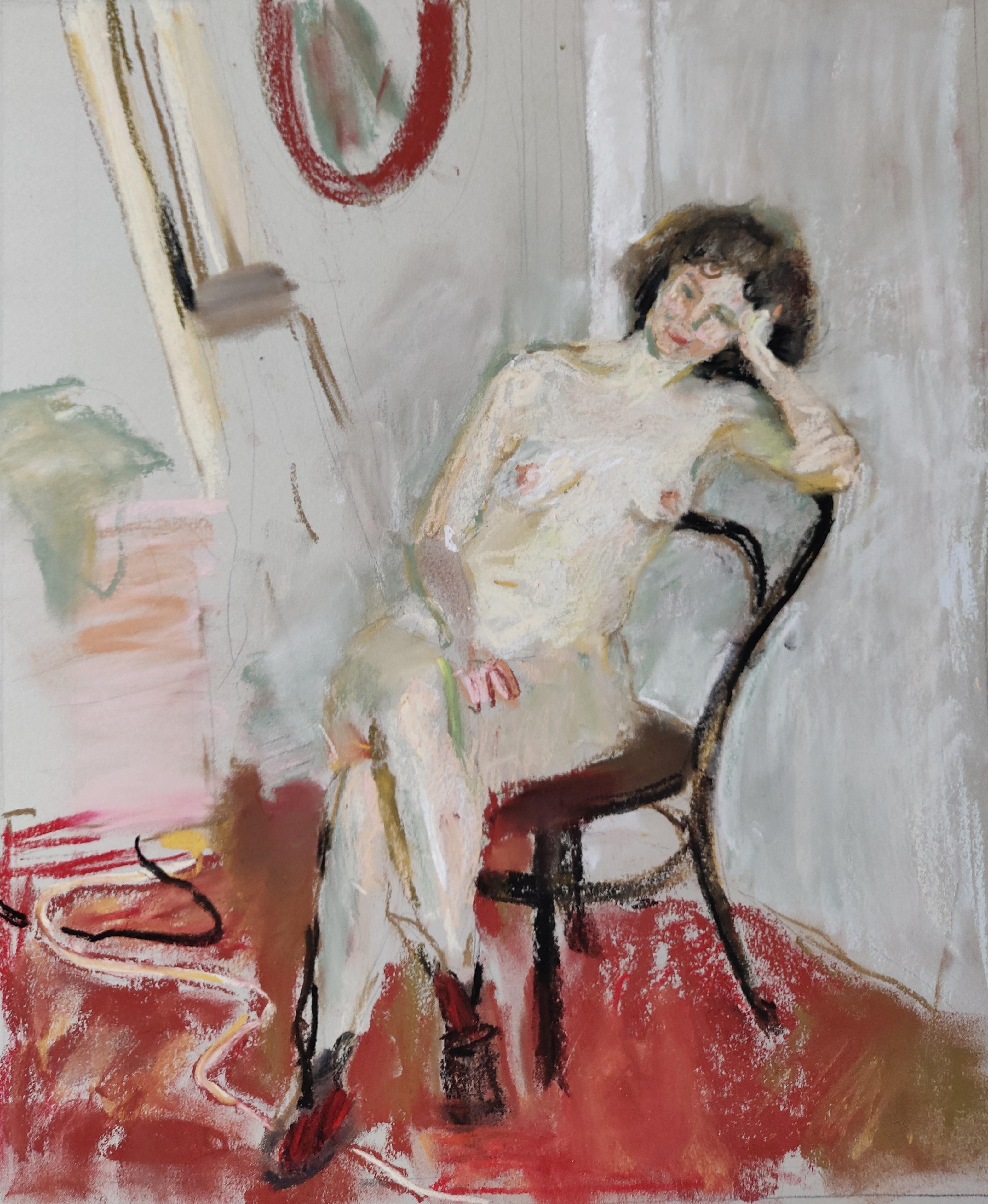 Nude Model Sitting - Samir Rakhmanov 21st Century Contemporary Pastel