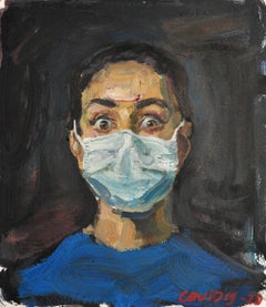 COVID-19 - Yaroslava Tichshenko 21st Century Contemporary Portrait Oil Painting 