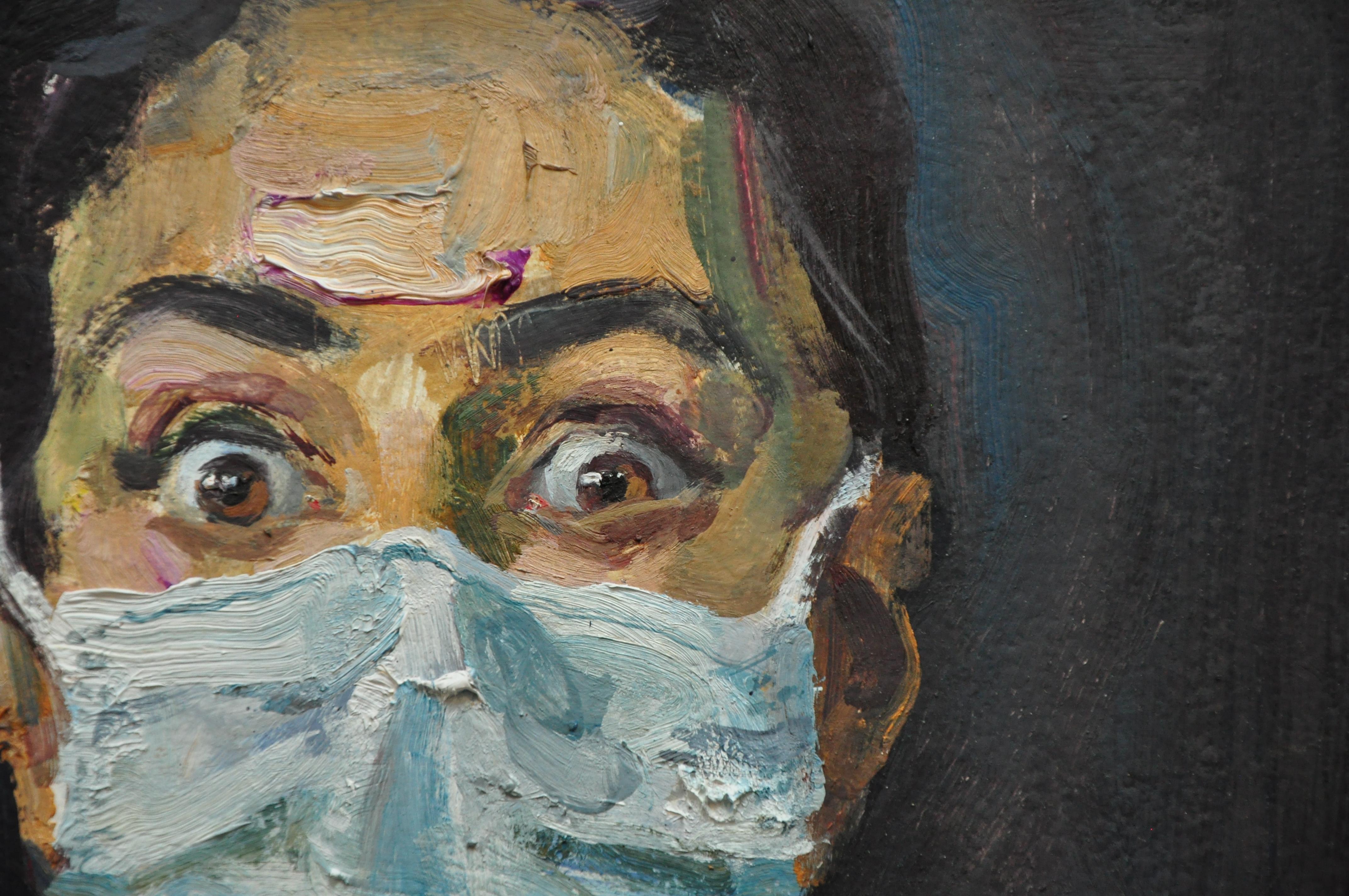 The artist Yaroslava Tichshenko described the experience of creating this artwork: “I painted this work in just a few hours, sneaking into my studio in March 2020, when the first quarantine restrictions were just being introduced. 

All