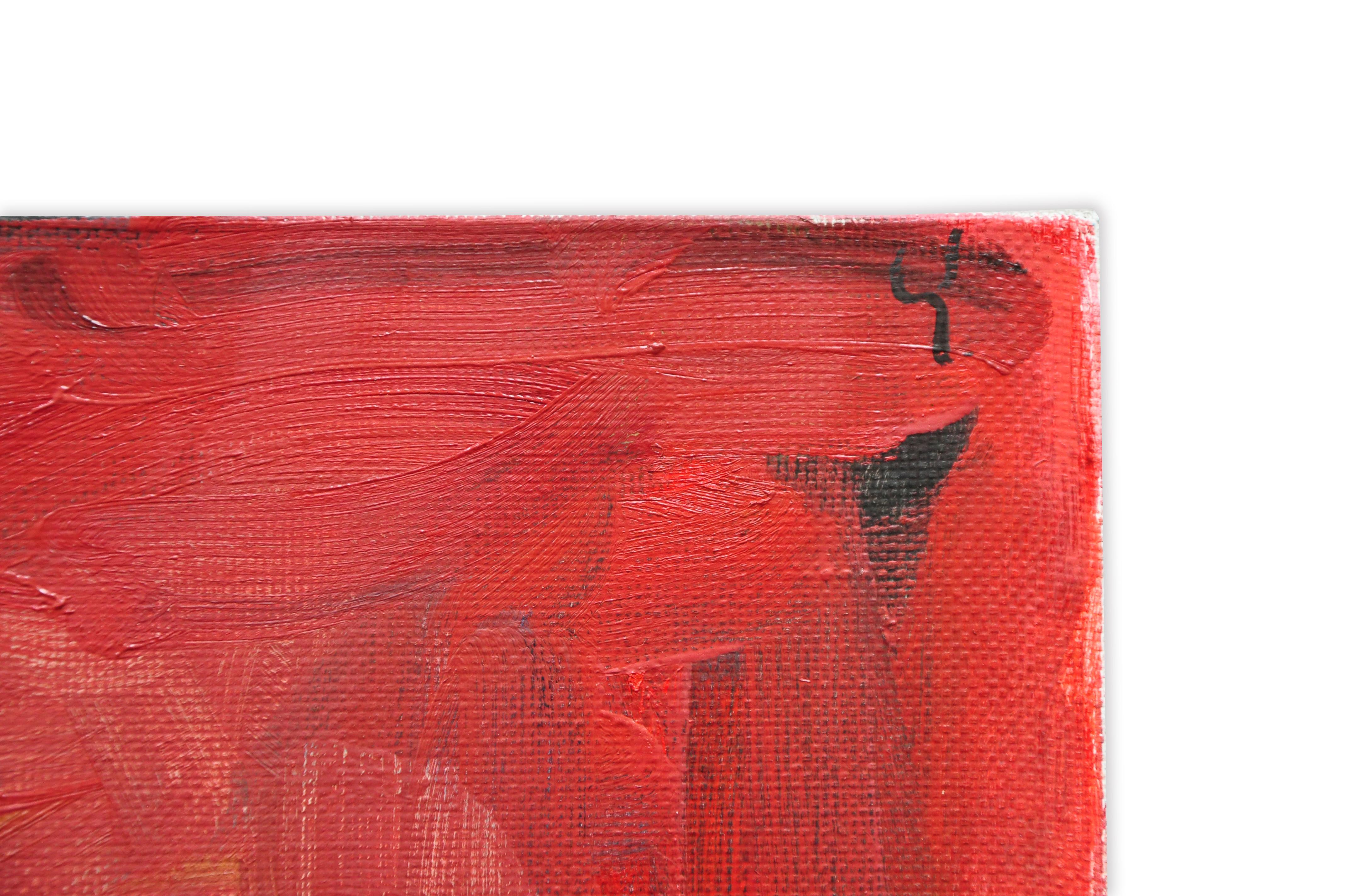 Self-Portrait On Red - Yaroslava Tichshenko 21st Century Contemporary Painting  For Sale 5