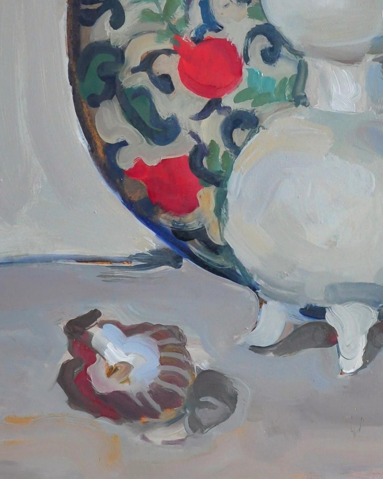 Vase and Dish With Pomegranate - Yaroslava Tichshenko 21st Century Oil Painting For Sale 2