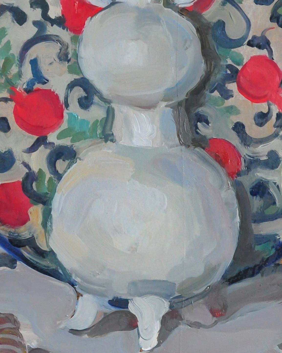 Vase and Dish With Pomegranate - Yaroslava Tichshenko 21st Century Oil Painting For Sale 3
