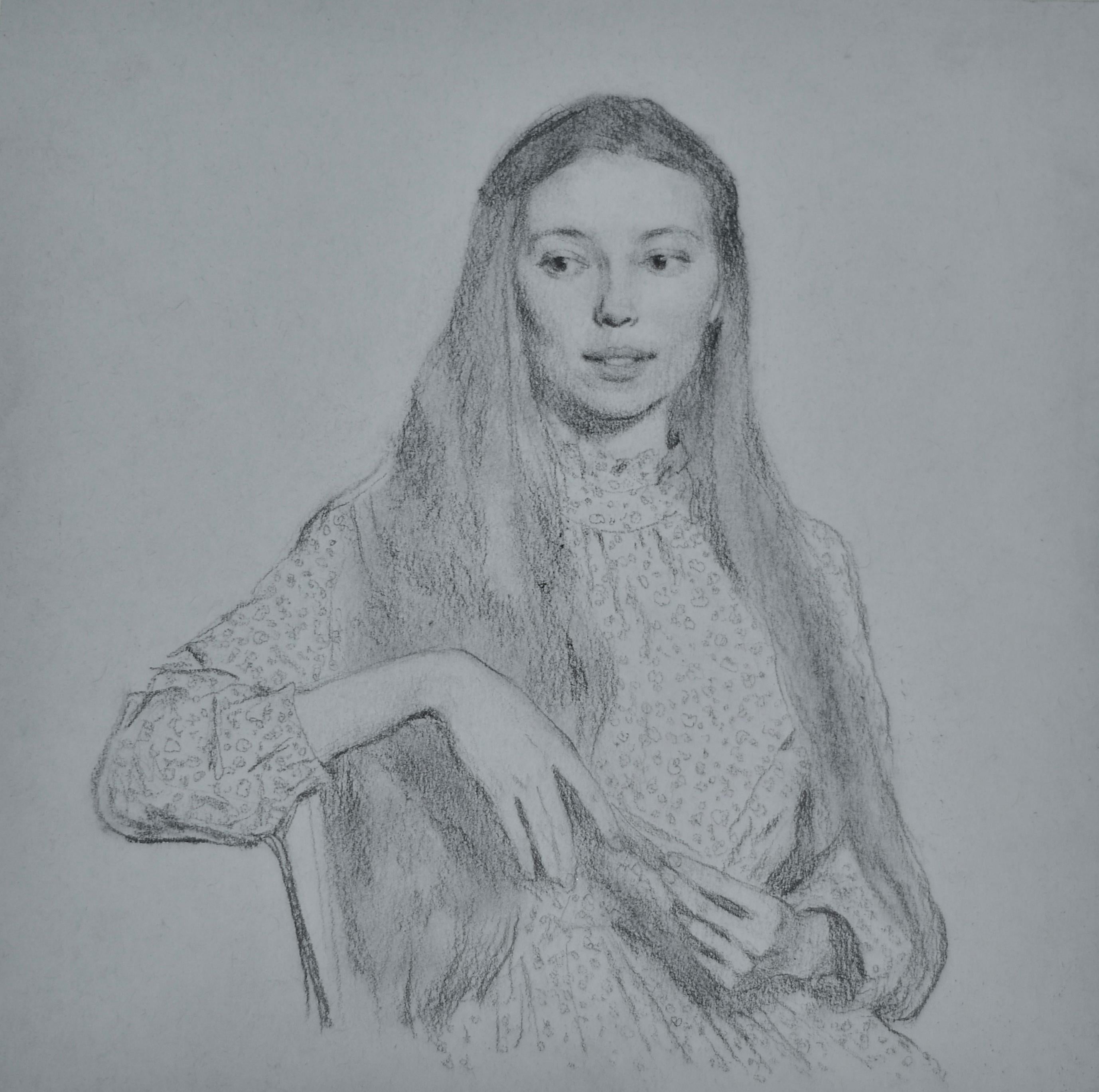 Ksenya Istomina Figurative Art - Anya - 21st Century Contemporary Female Portrait Graphite Drawing