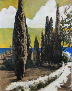 Cypress - 21st Century Contemporary Original Landscape Drawing