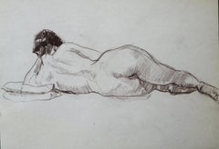 Nude Sketch no.2 - 21st Century Contemporary Original Sepia Drawing on Paper