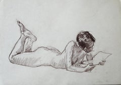 Nude Sketch no.5 - 21st Century Contemporary Original Sepia Drawing on Paper