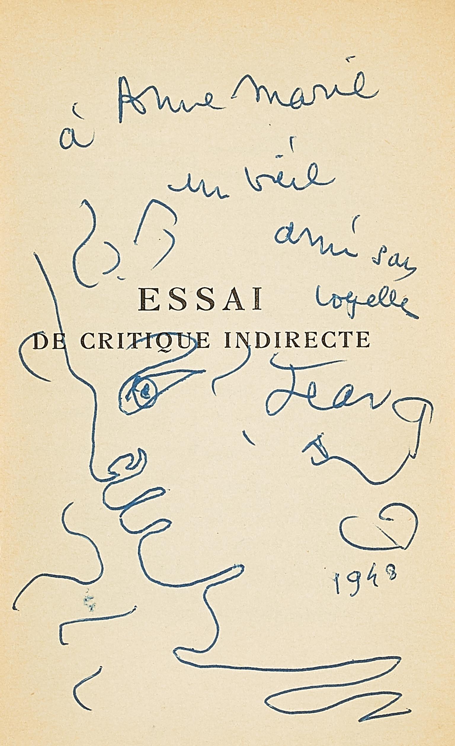 Jean Cocteau Portrait - " Essai de critique indirecte".certified by Annie Guedras .