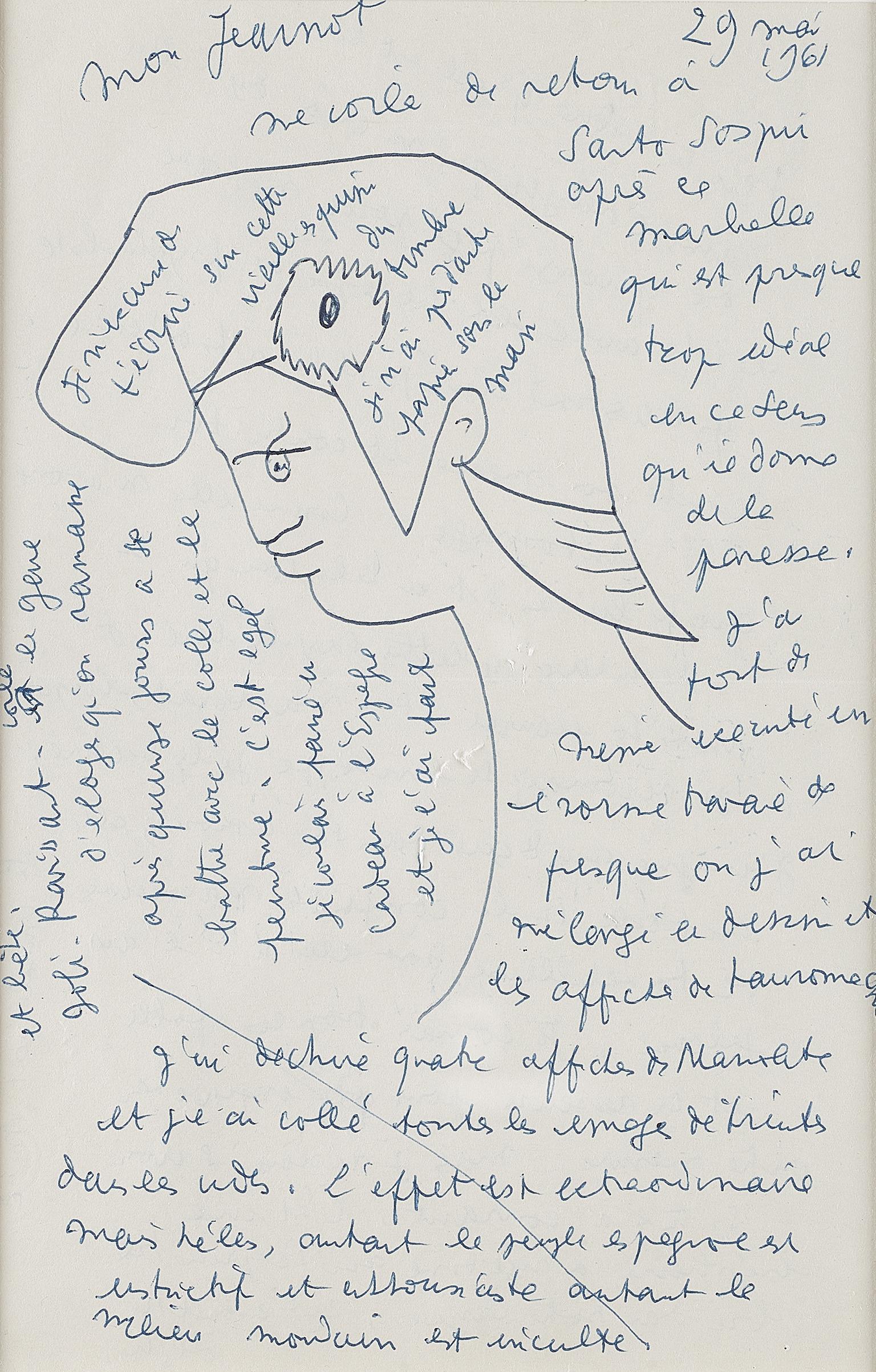 Jean Cocteau Portrait - Lettres à Jean Marais dessin de la page 482
