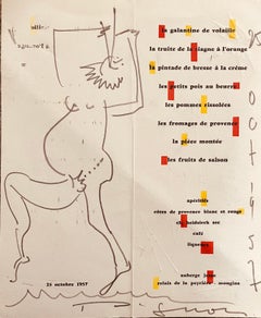 Pablo Picasso's birthday menu . 1957